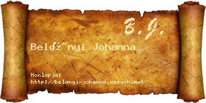 Belányi Johanna névjegykártya
